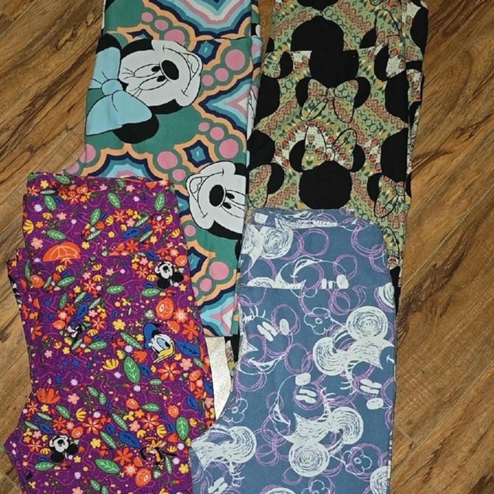 Bundle LOT 4 Disney Minnie Mickey LuLaRoe Leggings One Size OS